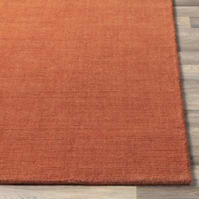Handmade Solid Red Wool Rectangular Area Rug 5' x 8'