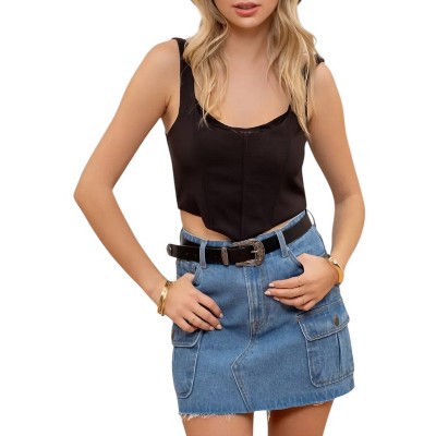 Women's Cargo Denim Mini Skirt - Blu Pepper