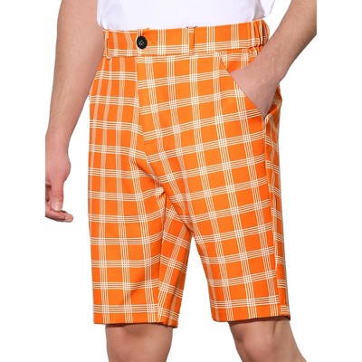 INSPIRE CHIC Men's Straight Fit Flat Front Plaid Printed Shorts
