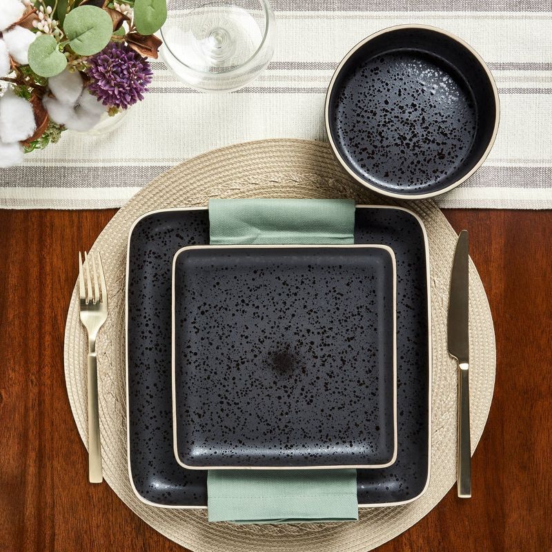12pc Stoneware Madison Dinnerware Set Black - Tabletops Gallery, 3 of 9