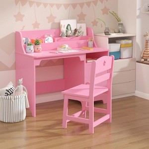 Study Desk for Kids with Hutch, Storage Cabinet, Wooden Children Study Writing Table,Computer Workstation for Kids Bedroom & Study Room - 1 of 4