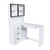 Gulches White Corner L-Shaped Office Desk - Glass Cabinets, LED Lights, USB Ports, Keyboard Tray, Ergonomic for Home/Corporate - 4 of 4