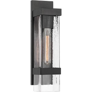John Timberland Solum 17" High Modern Outdoor Wall Light Fixture Mount Porch House Exterior Weatherproof Textured Black Finish Metal Clear Glass Shade - 1 of 4