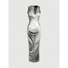 Clotth Women's Tie-Dye Printed Bodycon Dress, Summer Long Dress, Maxi Women Outfit Fashionable Slim-fitting Sexy Sleeveless Dress - 2 of 4