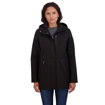 Women's Long Diamond Quilted Jacket - S.E.B. By SEBBY Black Small