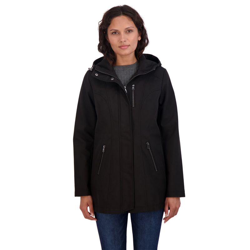Women's Softshell Long Anorak Jacket, Waterproof and Hooded Windbreaker Raincoat - S.E.B. By SEBBY, 1 of 5