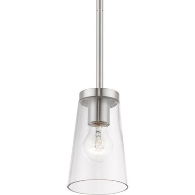 Brushed Nickel Mini Pendant with Clear Glass Shade
