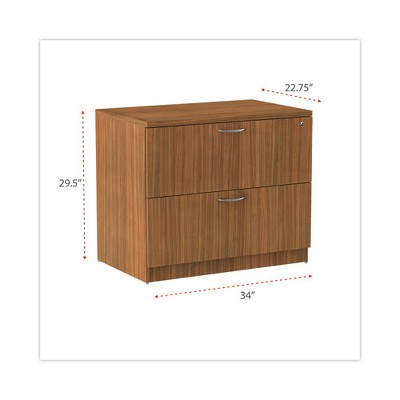 Modern Walnut 2-Drawer Lockable Lateral File Cabinet