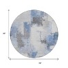 Denim Blue And Ivory Abstract Washable Indoor Outdoor Area Rug - 3 of 4