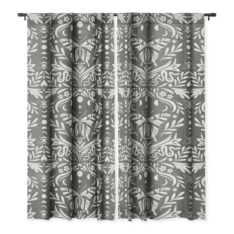 Emanuela Carratoni Ultimate Gray Damask 64" x 50" Single Panel Room Darkening Window Curtain - Deny Designs, 3 of 5