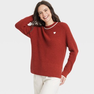 Women's Valentine's Crewneck Pullover Sweater - A New Day™ - 1 of 3
