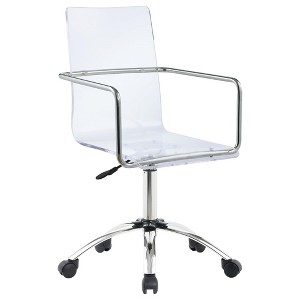 TiramisuBest Clear Acrylic Office Chair: Molded Seat, Chrome Base, Adjustable - 1 of 4