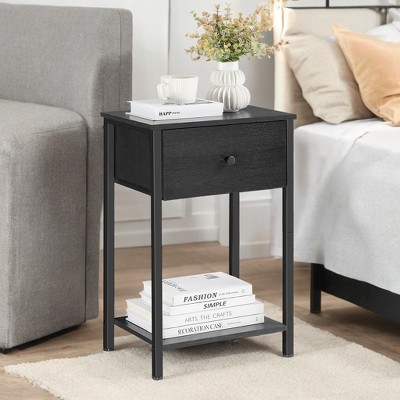 24-Inch Tall Nightstand with Fabric Drawer - Versatile Side Table for Bedroom and Living Room