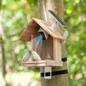 SEVOBAL Pet Food Storage Container Durable Outdoor Bird Feeder with Species Recognition and Safety Monitoring, Beige, 11.6"*11.8"*19.3" - 1 of 4