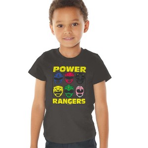 Powr Rangers Ranger Heads Kids T Shirt For Toddlers, Charcoal - 1 of 4