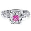 Pompeii3 1ct Princess Cut Pink Sapphire Diamond Halo Ring 14K White Gold - 2 of 4