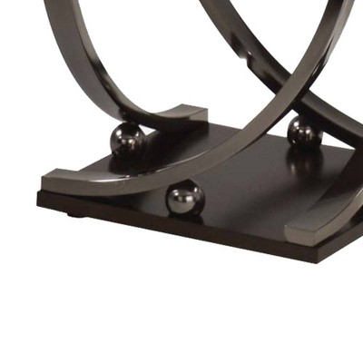 Isiah 24" Dark Walnut and Black Metal End Table