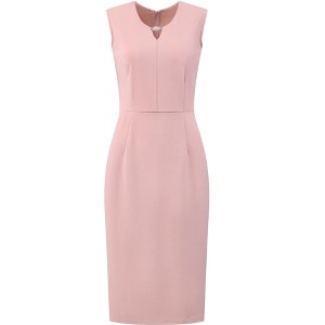 INSPIRE CHIC Women's Sleeveless Choker V Neck Trendy Work Knee Length Pencil Dress - 1 of 4