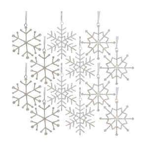 Holiday Snowflake Christmas Ornament with Jewel Details 3.5" – (Set of 12) by Melrose - 1 of 3