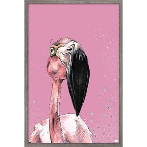 Trends International Snowtap - Flamingo Photobomb Framed Wall Poster Prints - 1 of 4