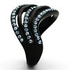 Slickblue Women’s Wave Design Ring – IP Black Stainless Steel with Sea Blue Synthetic Crystal, size 5-10 - 4 of 4