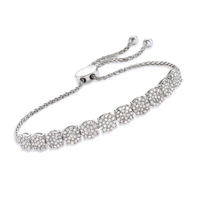 Ross-Simons 2.00 ct. t.w. Diamond Cluster Bolo Bracelet in Sterling Silver Size
