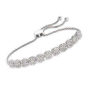 Ross-Simons 2.00 ct. t.w. Diamond Cluster Bolo Bracelet in Sterling Silver Size - 1 of 4