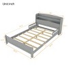 Full Size Platform Bed with Bookcase Headboard, Bed with LED Motion Sensor Light and Safety Guardrails, Slatted Pine Wood Frame Bed-Baofuwish - 4 of 4
