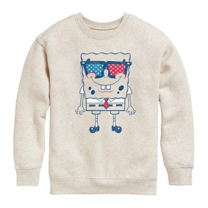 Boys' - SpongeBob SquarePants - Flag Fill Sunglasses Graphic Long Sleeve Fleece Sweatshirt - 1 of 4