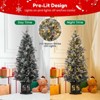 4.5 Ft PreLit Artificial Christmas Tree with Lights,Snow Flocked,Traditional Green Design,Include Elk Base and Berries for In/Outdoor Holiday Decor - 4 of 4