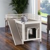 Tangkula Outdoor Feral Cat House Wooden Kitty Shelter with Balcony & Slide - 3 of 4