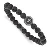 Chisel Stainless Steel Antiqued and BrushedCross 8.5mm Lava Stone Beaded Stretch Bracelet - 2 of 3
