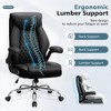 KERDOM Big and Tall Breathable Leather Office Chair with Lumbar Support Flip-Up Armrests, Black - 3 of 4