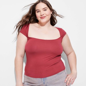 Women's Cap Sleeve Portrait Neck T-Shirt - Wild Fable™ - 1 of 3