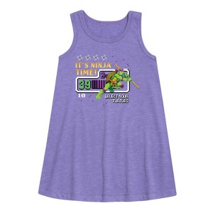 Girls' - Teenage Mutant Ninja Turtles - Its Ninja Time Donnie Graphic Sleeveless Aline Dress - 1 of 3