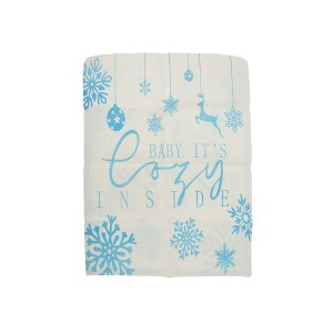 Unique Bargains Dining Chair Slipcovers Snowflake Faux Linen Beige Blue 22.44"x18.11" 1 Pc - 1 of 4