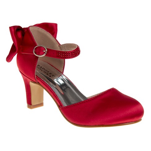 Badgley Mischka Girls Heel Dress Shoes Red Satin 6 Target