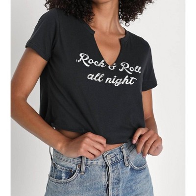 Women's Rock N' Roll All Night Crop Tee - PRINCE PETER