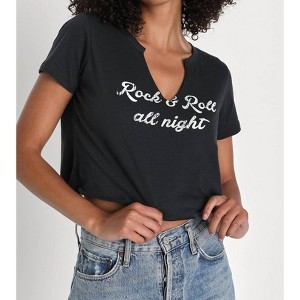 Women's Rock N' Roll All Night Crop Tee - PRINCE PETER - 1 of 3