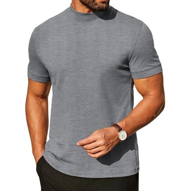 COOFANDY Mock Neck Shirts for Men Cotton Premium Short Sleeve