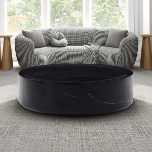 Okak Modern 35" Round Coffee Table, Sturdy Fiberglass Reinforced Base Center Table, No Need Assembly for Living Room Lounge - 1 of 4