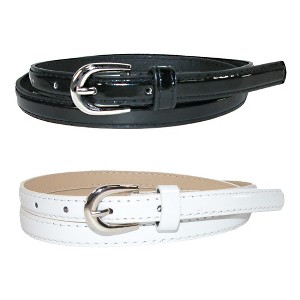 CTM Women's Skinny 1/2 Inch Dress Belt (Pack of 2 Colors) - 1 of 4