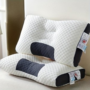 DOMETOUR Ergonomic Neck Pillows (2-Pack), Adjustable Orthopedic Support for Sleeping, Travel & Pain Relief, Removable Washable Cover - 1 of 4
