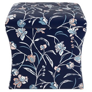 Layla Storage Ottoman Navy Floral - Cloth & Co, Blue Floral
