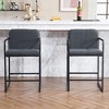 Sapphtopaz Set of 2 Modern Bar Stools with Armrests, Upholstered Dining Chairs with Metal Legs, Counter High Chair for Kitchen, Dining Room - 4 of 4