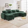 HYLEORY Chenille Fabric Pillow Top Arm U-Shaped Sectional Sofa , Indoor Convertible Modular Sectional Sofa Set with 2 Ottomans for Living Room - 3 of 4