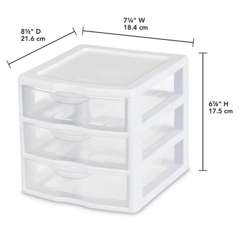 Sterilite Clearview Plastic Multipurpose Small 3 Drawer Desktop Storage Organization Unit for Home, Classrooms, or Office Spaces, 5 of 8