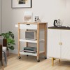 Tangkula 3-Tier Kitchen Island Cart Rolling Service Trolley w/ Bamboo Top Shelves - image 4 of 4