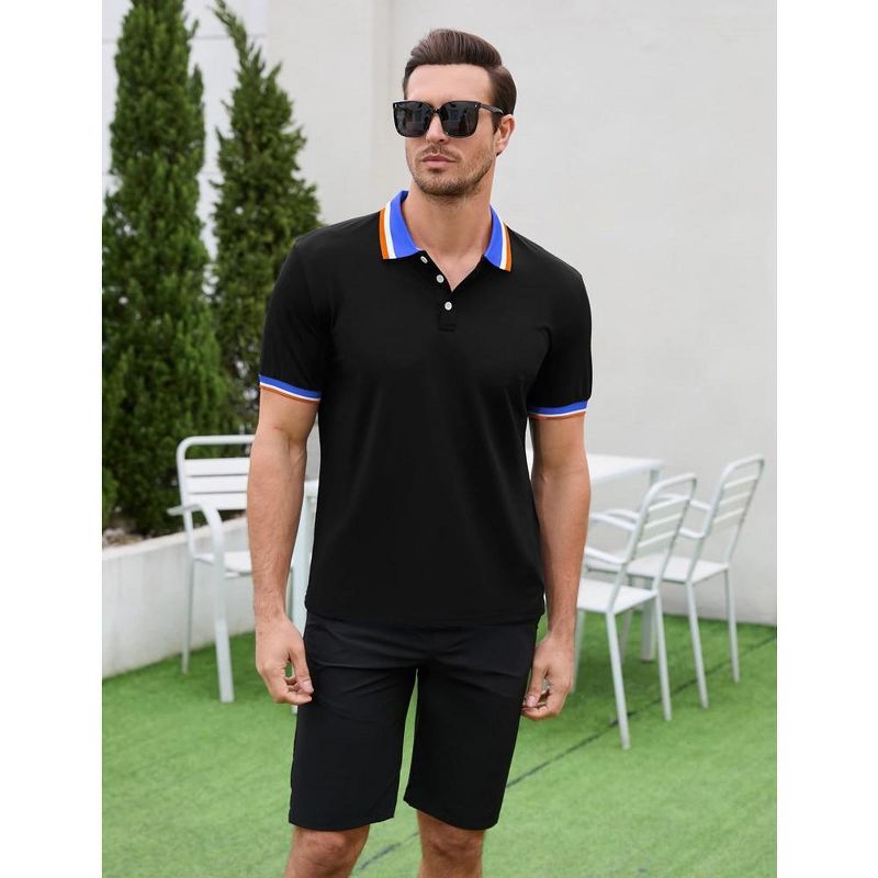 Men's Long Sleeve Polo Shirts Regular Fit Collared T-Shirt Casual Workout Golf Shirts, 5 of 8