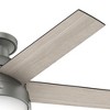 Hunter Fans 46" Anslee Lighted Ceiling Fan Matte Silver with Light Grey Oak Blades - Perfect for Low Ceilings and Contemporary Style - 4 of 4